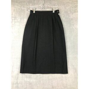 Vintage Koret Petites Pencil Skirt Womens 6P Black Polyester Lined Made in USA